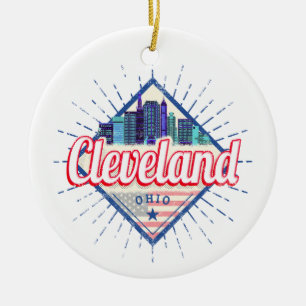 Cleveland Ohio Vereinigte Staaten Stadtpanorama Vi Keramik Ornament