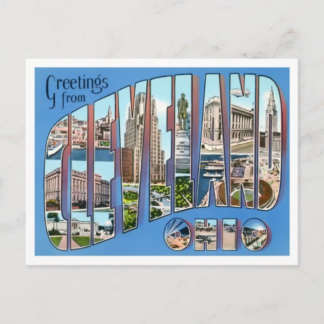 Cleveland, Ohio Vintag Big Letters Postcard Postkarte (Vorderseite)