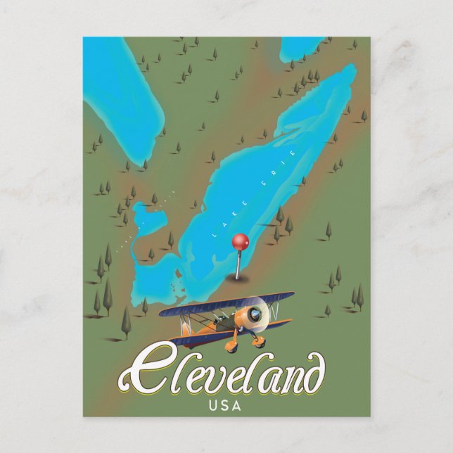 Cleveland, Ohio vintage Travel Poster Print Art Postkarte (Vorderseite)