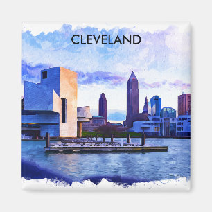 Cleveland Ohio Watercolor Stadtansicht Magnet