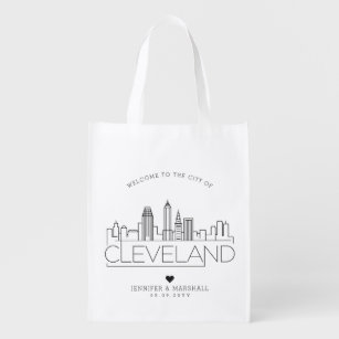 Cleveland, Ohio Wedding  Stilisierte Skyline Wiederverwendbare Einkaufstasche