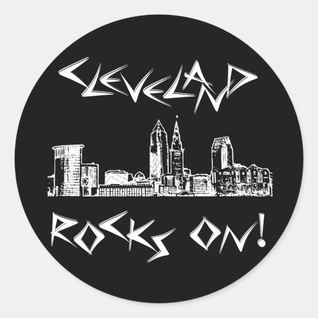 Cleveland Rocks! Runder Aufkleber (Vorderseite)