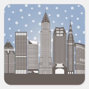 Cleveland-Schneeflocken Quadratischer Aufkleber