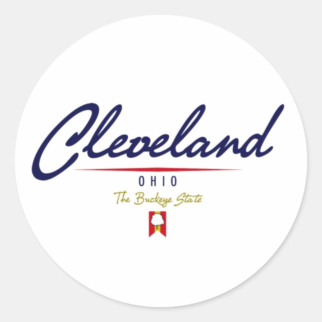 Cleveland Script Runder Aufkleber (Vorderseite)