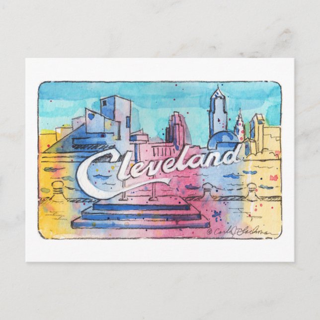 Cleveland Sign North Coast Harbor Postcard Postkarte (Vorderseite)