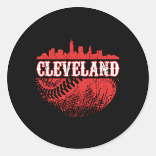 Cleveland Skyline City Baseball trifft auf Gameday Runder Aufkleber