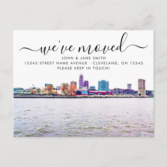 Cleveland Skyline Moving Announccard Ankündigungspostkarte (Vorderseite)
