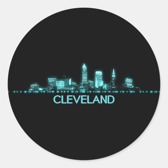 Cleveland Skyline Runder Aufkleber (Vorderseite)