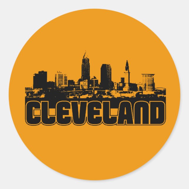 Cleveland Skyline Runder Aufkleber (Vorderseite)