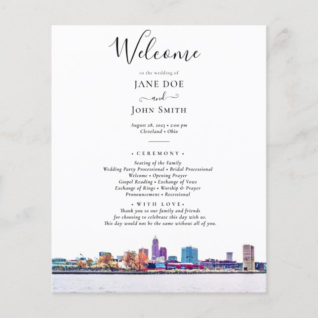 Cleveland Skyline Wedding Program Flyer (Vorne)