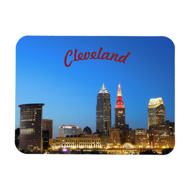 Cleveland Skyline Wine and Gold(Curve) Magnet (Horizontal)