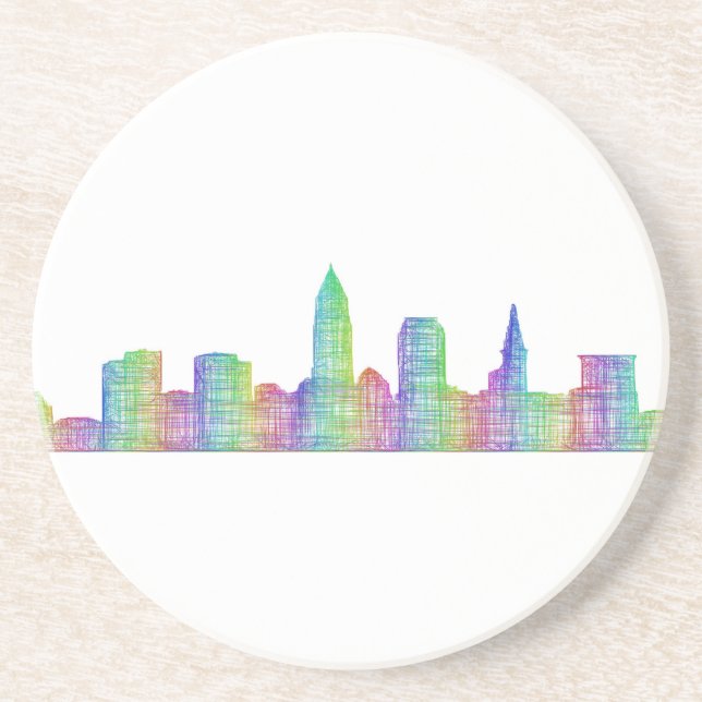 Cleveland-Stadt-Skyline Untersetzer (Vorne)