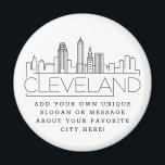 Cleveland Themed | Benutzerdefinierte Stadtmeldung Magnet<br><div class="desc">Ein einzigartiger Magnet für die schöne Stadt Cleveland,  Ohio. Dieser Schlüsselanhänger zeigt die einzigartige Skyline der Stadt mit ihrem Namen darunter. Unter dem Namen der Stadt finden Sie einen Platz für Ihren einzigartigen Slogan oder Ihre Aussage über Ihre Lieblingsstadt.</div>