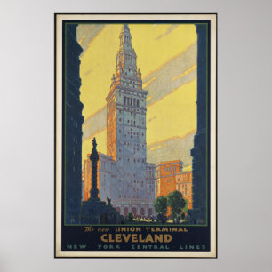 Cleveland Vintage Travel Poster Ad Retro Prints