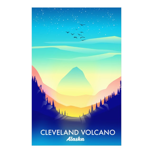 Cleveland Volcano Alaska Reiseplakat Fotodruck (Vorne)