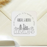 Cleveland Wedding Custom Address Quadratischer Aufkleber<br><div class="desc">Ein Set von Cleveland themed Hochzeitsaufklebern im Deko-Stil mit offenem Hintergrund,  das die einzigartige Skyline der Stadt darstellt.</div>