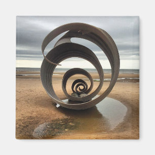 Cleveleys Golden Muschel Skulptur Magnet