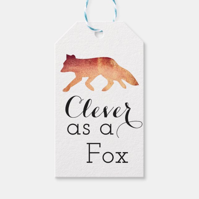 Clever als Fox-Typografie Geschenkanhänger (Vorderseite)