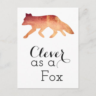 Clever als Fox-Typografie Postkarte