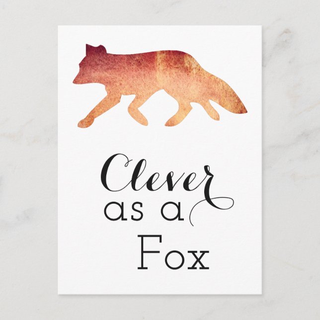 Clever als Fox-Typografie Postkarte (Vorderseite)