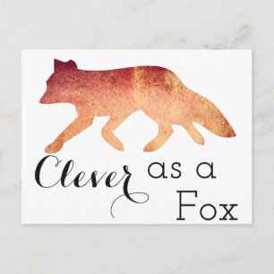 Clever als Fox-Typografie Postkarte