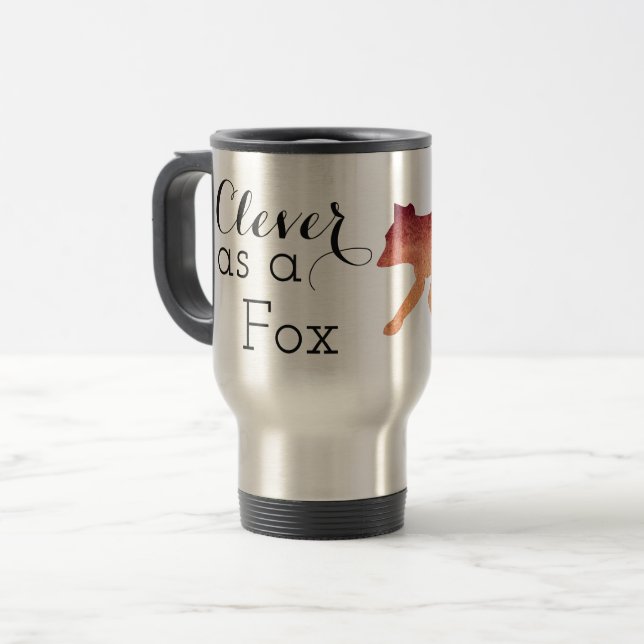 Clever als Fox-Typografie Reisebecher (Vorderseite Links)