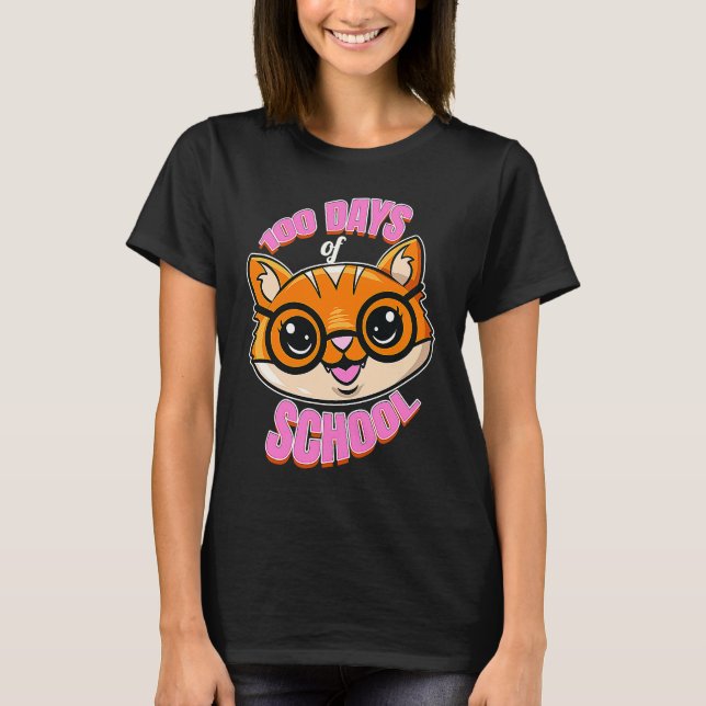 Clever Cute Kitten With Glasses For 100 Days Of Sc T-Shirt (Vorderseite)