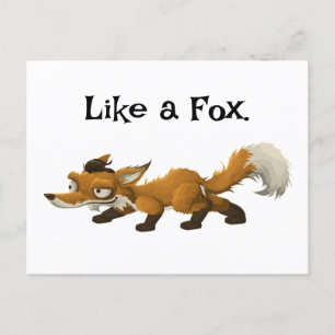 Clever Fox Cartoon - "Wie ein Fuchs"-Design Postkarte