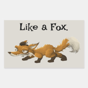 Clever Fox Cartoon - "Wie ein Fuchs"-Design Rechteckiger Aufkleber