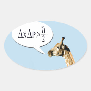 Clever giraffe erklärt Heisenberg Unsicherheit pri Ovaler Aufkleber