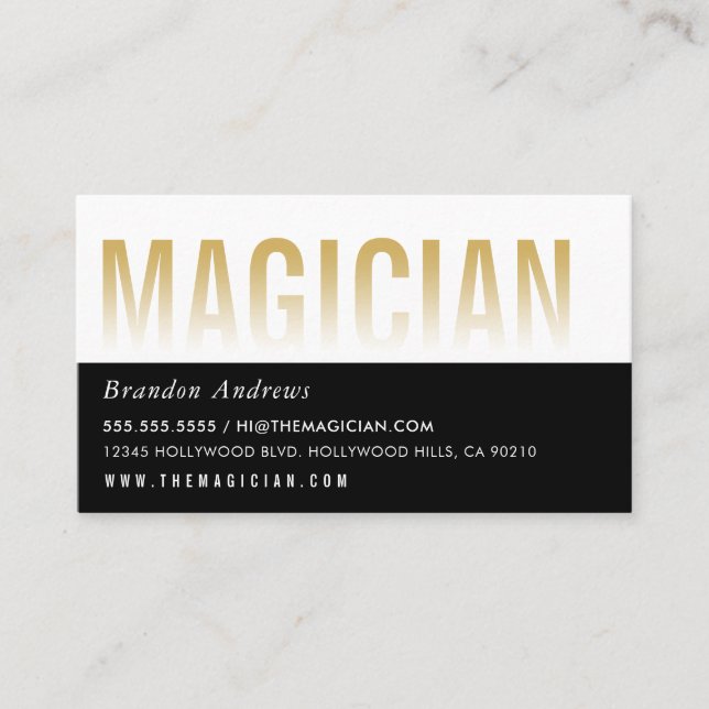 CLEVER OMBRE FADE TEXT Minimal modernes Gold schwa Visitenkarte (Vorderseite)