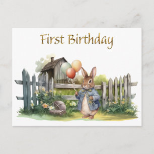 Clever Rabbit Erster Geburtstag Postkarte