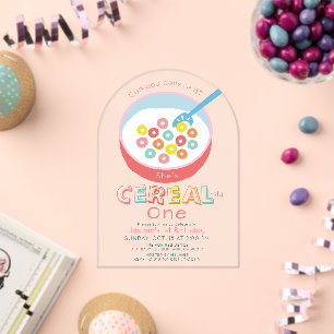 Cleveres Cereal-Mädchen 1. Geburtstag Acryleinladungen