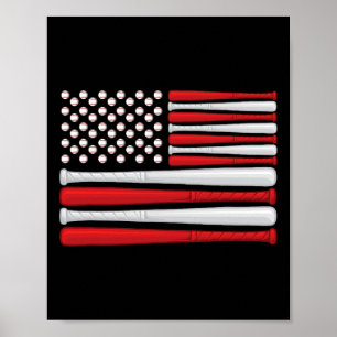 Clic American Baseball Flagge - Vintage Baseball F Poster
