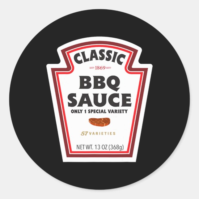 Clic Bbq Sauce Bottle Label Funny Halloween Costum Runder Aufkleber (Vorderseite)