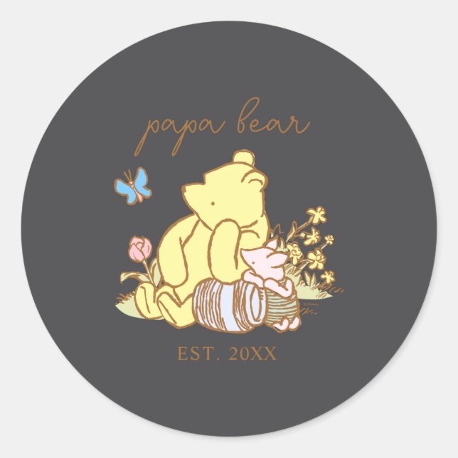 Clic Papa Bear New Dad  Runder Aufkleber (Vorderseite)