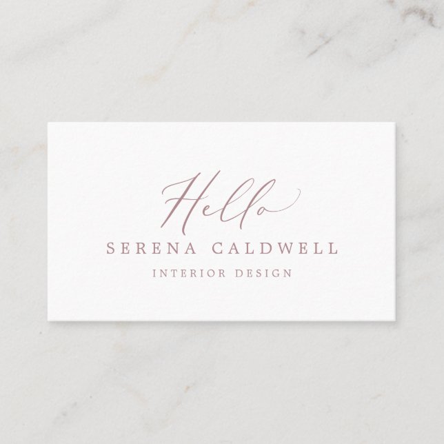 Clic Rose Gold Calligraphie Bonjour Carte de visit (Devant)