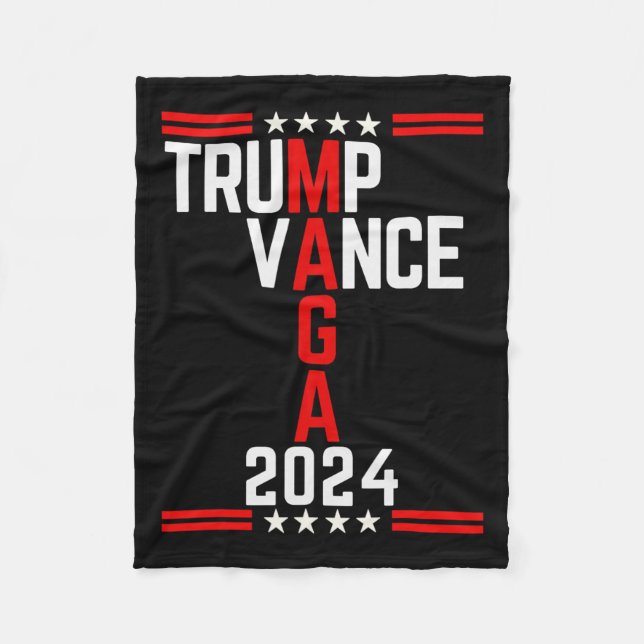 Clic Trump Vance 2024 Retro Stripe Trump Jd Vance Fleecedecke (Vorderseite)