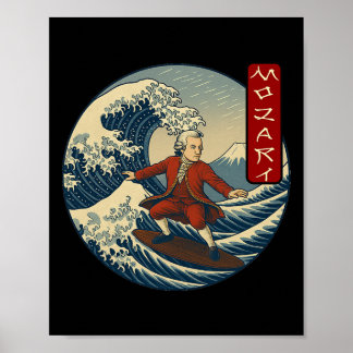Clical Musician Mozart Ukiyo-e Surfing Poster