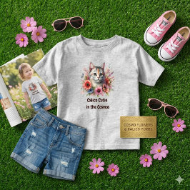 Clico Niedlich und Cosmos Blumen / Katzenliebhaber Kleinkind T-shirt