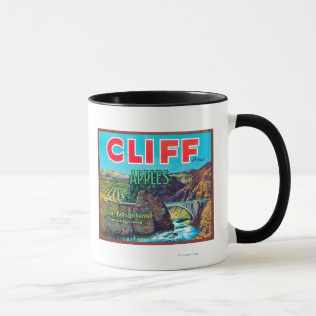 Cliff Apple Label - Chelan Falls, WA Tasse (Rechts)