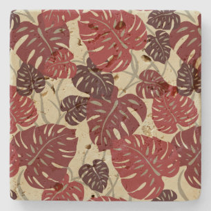 Cliff Hanger Hawaiian Leaf Print Tiki Bar Unterset Steinuntersetzer