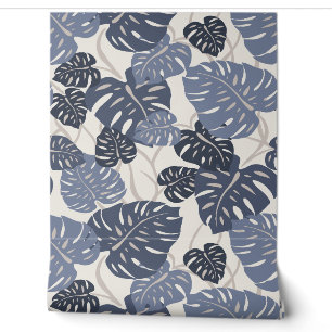 Cliff Hanger Hawaiian Monstera Blatt  - Indigo Tapete