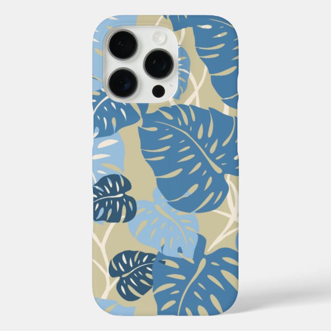 Cliff Hanger Hawaiian Monstera Leaf Blue iPhone 16 Pro Hülle (Rückseite)