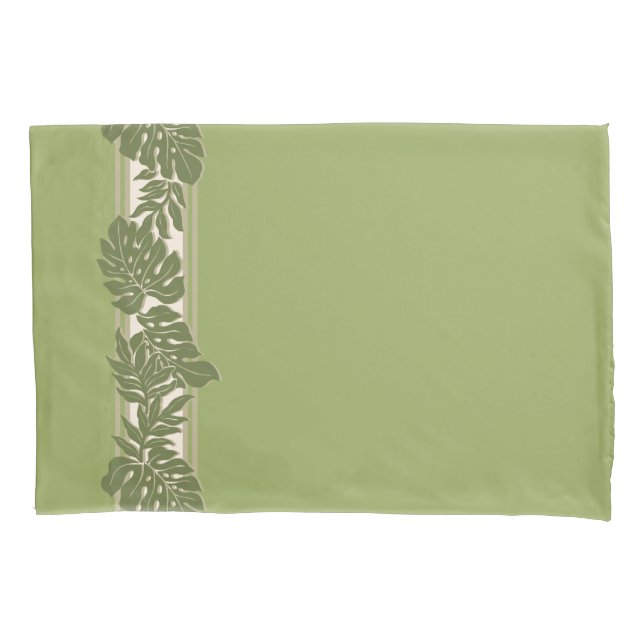 Cliff Hanger Hawaiian Monstera Leaf Green Kissenbezug (Vorderseite)