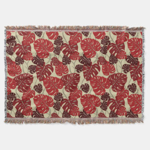 Cliff Hanger Hawaiian Monstera Leaf Throw Blanket Decke