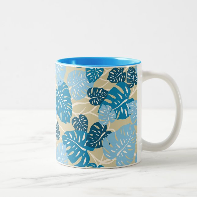 Cliff Hanger Hawaiian Monstera Leaf Zweifarbige Tasse (Rechts)