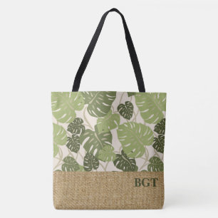 Cliff Hanger Hawaiian Monstera Monogram Beach Bag Tasche