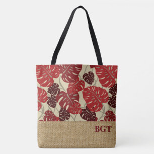Cliff Hanger Hawaiian Monstera Monogram Beach Bag Tasche