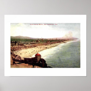 Cliff House Beach San Francisco 1910 im Vintage-St Poster